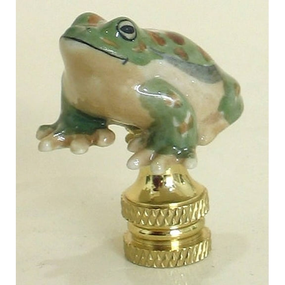 Green Frog Finial Porcelain 1.5"h