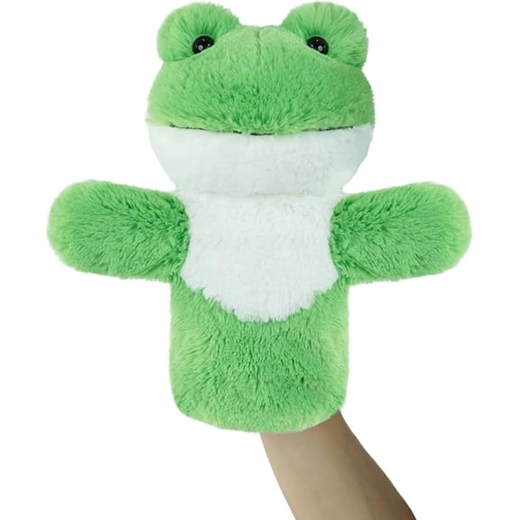 Green Frog Hand Puppet for Kids & Adults, Swamp Animal Plush Toy, Classroom Story Time Supply, Interactive Pretend Play Preschool Learning Accessory