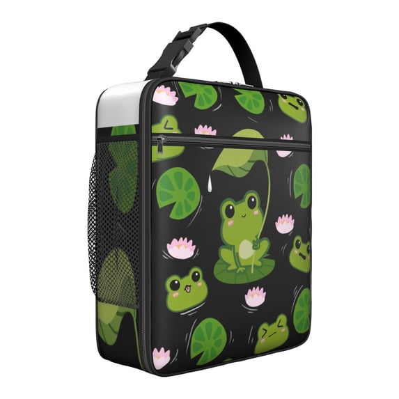 Green Frog Insulated Lunch Bag Box Student Reusable Lunch Tote Bag with Water Bottle Holder Lunch Box Containers Work Travel