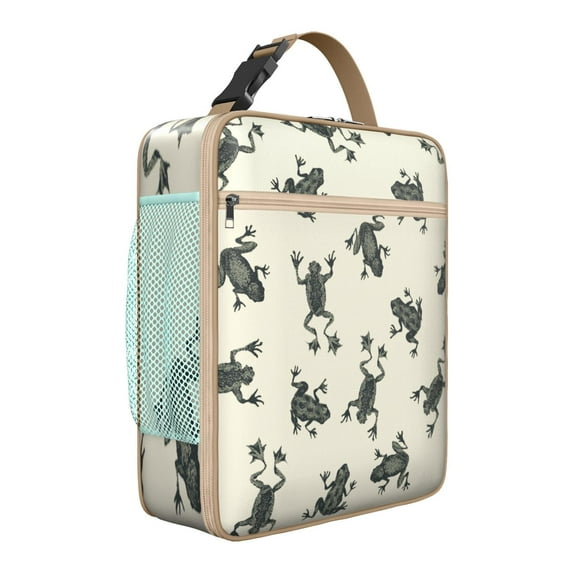 Green Frog Insulated Lunch Box Women Reusable Lunch Tote Bag with Water Bottle Holder Lunch Box Containers Work Camping