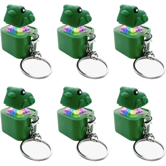 Green Frog Keychain with Sound Rechargeable Croaking Keyboard Clicker Fidget Toys Stress Relief Noise Maker Animal Keycaps for Adults Kids Funny Gifts 6 Packs