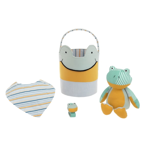 Green Frog Plush Easter Basket, 8 inch , Kipekee, Upcycled Plush Basket