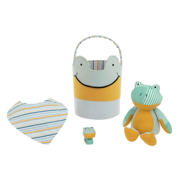 Green Frog Plush Easter Basket, 8 inch , Kipekee, Upcycled Plush Basket