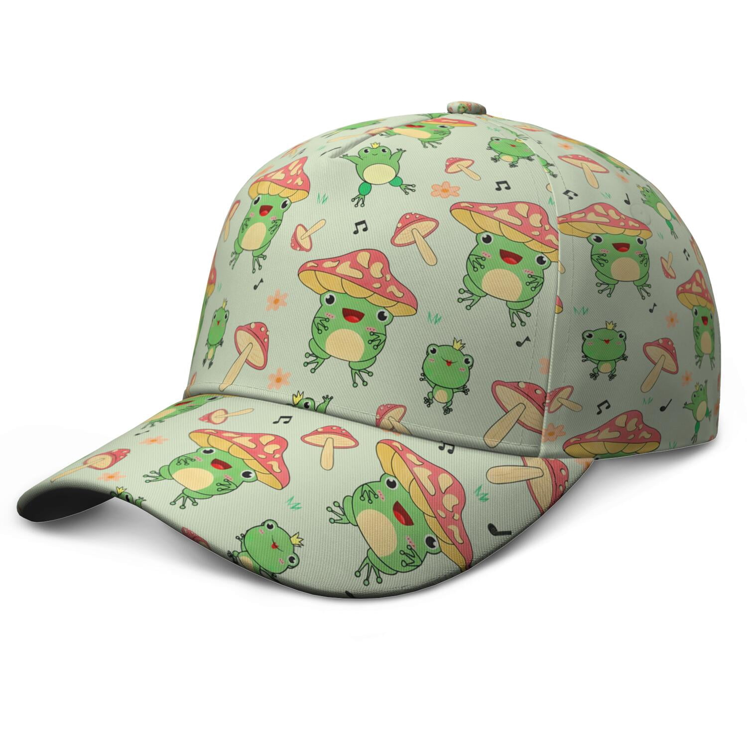 Green Frog Print Baseball Cap - Cute Cartoon Adjustable  display picture 1