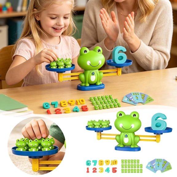 Green Scale Math Game 13.39 Inch Balancing Counting Toy with 30 Learning Cards & 20 Figurines Desktop Brain Teaser for Adults Home Office Stress Relief Educational Toy