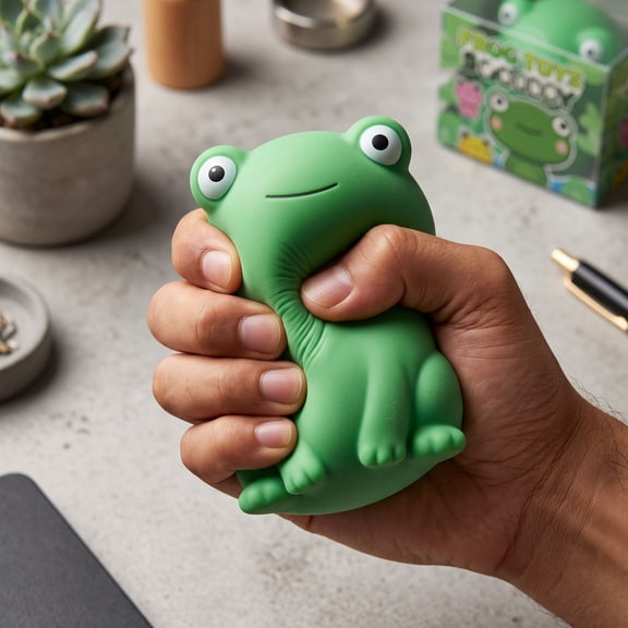 Green Frog Squishy Toy, Cartoon Animal Squeeze Fidget, 7.09In X 6.30In Soft Stress Relief Toy For Desk Decor & Party Favors