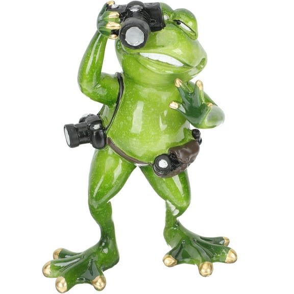 Green Frog Statue Resin Sculpture for Home Decor Bright Color Exquisite Design 4 inch