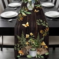 thumbnail image 1 of Green Frog Table Runner 36 Inches Long, Butterfly Plant Flowers Mushroom Coffee Brown Kitchen Coffee Dining Table Decoration for Home Party Birthday Wedding Home Decor 13x36 Inches, 1 of 8