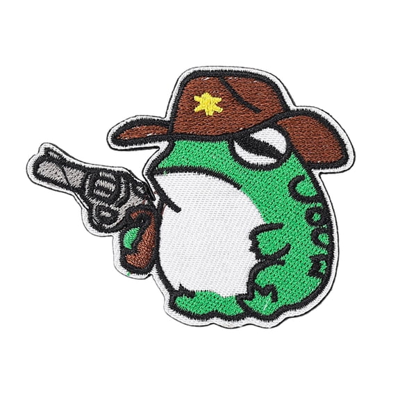 Green Frog with Knife Embroidery Patch