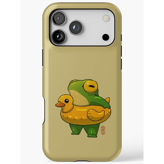 Yellow Models Pic Green Frog with Yellow Duck Swim Ring Tough Phone Case, Polycarbonate ...