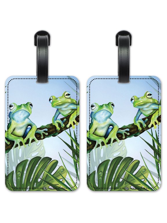 Green Frogs - Luggage ID Tags / Suitcase Identification Cards - Set of 2