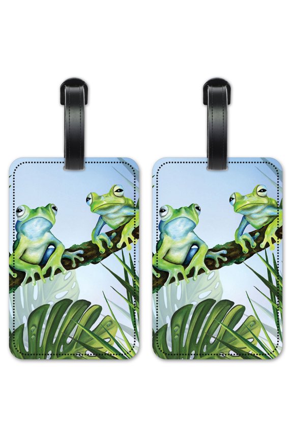 Green Frogs - Luggage ID Tags / Suitcase Identification Cards - Set of 2