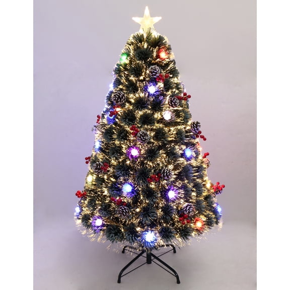 Green Frosted Christmas Tree - Multicolor Cones