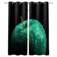thumbnail image 1 of Green Fruit Kitchen Curtains Modern Minimalist Decor Black Background Cafe Short Curtains for Bathroom Blackout Window Curtain Grommet Small Window Treatment Drapes for Bedroom Living Room 52"x45"x2, 1 of 9