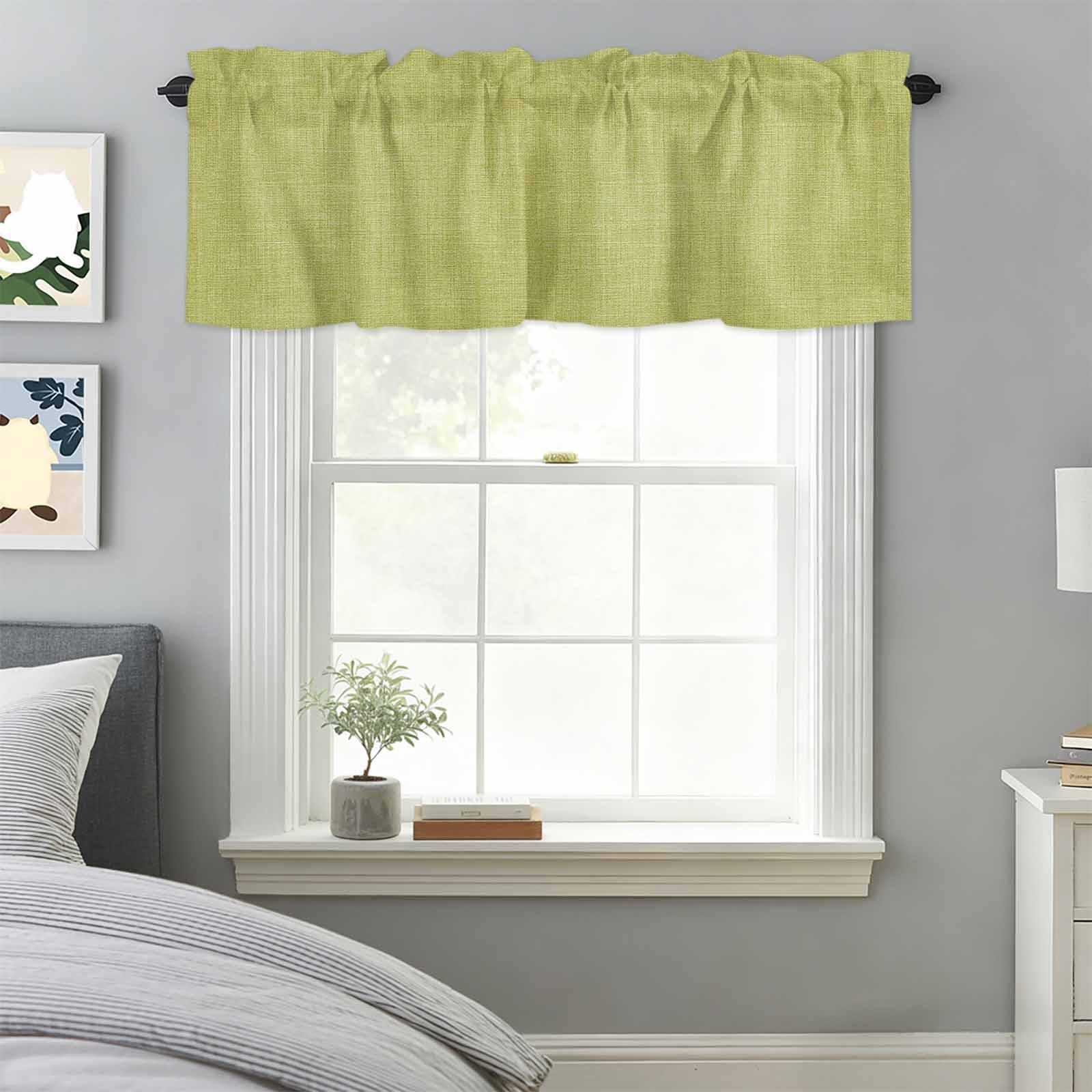 Green Fruit Pure Color Valances for Windows,Rod Pocket Valance for ...