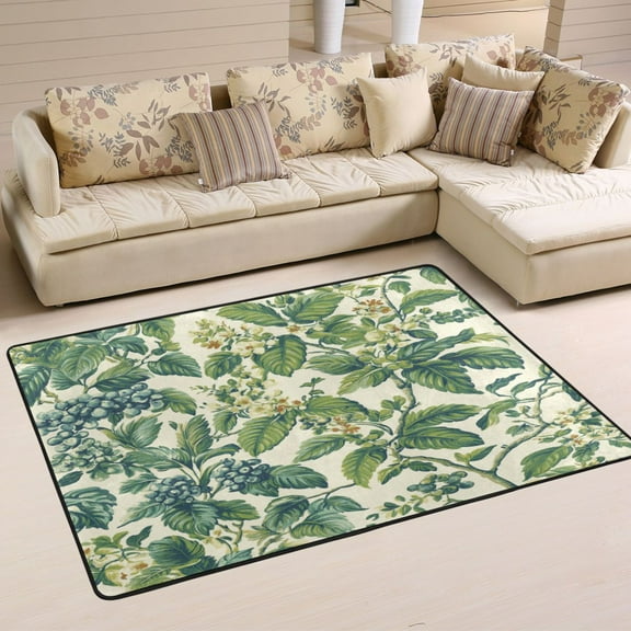 Green Fruits Soft Polyester Area Rug 72''x48'', Non Slip, Memory Foam, Water Absorbent
