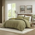 thumbnail image 1 of Green Full/Queen Waffle Comforter Set 3-Piece, 100% Cotton Washed Bedding with Oversized Design, 1 of 17