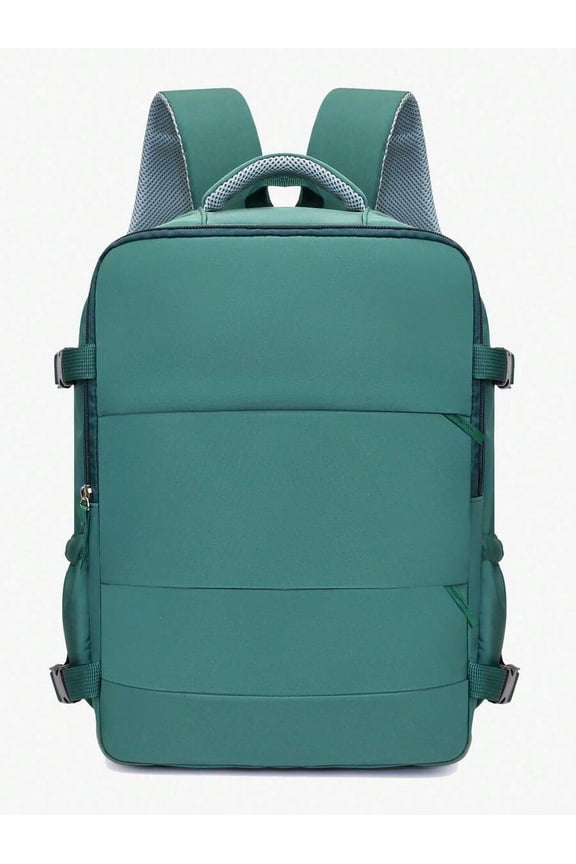 Green Functional Travel Backpack With Laptop Sleeve, Large Capacity