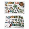 thumbnail image 1 of Green Funny Words Placemats Set of 6, Cartoon Luck New Job Placemats for Dining Table, Place Mats for Kitchen Tabletop, Waterproof Wipeable Dining Table Mats Set, 1 of 9