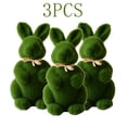 thumbnail image 1 of Green Fuzzy Flocked Bunny Easter Holiday Spring Decor Rabbit Figurines Garden Artificial Animal Moss for Indoor Table Home, Kitchen, Shelf Decorations Furry Covered Rabbit, 1 of 6