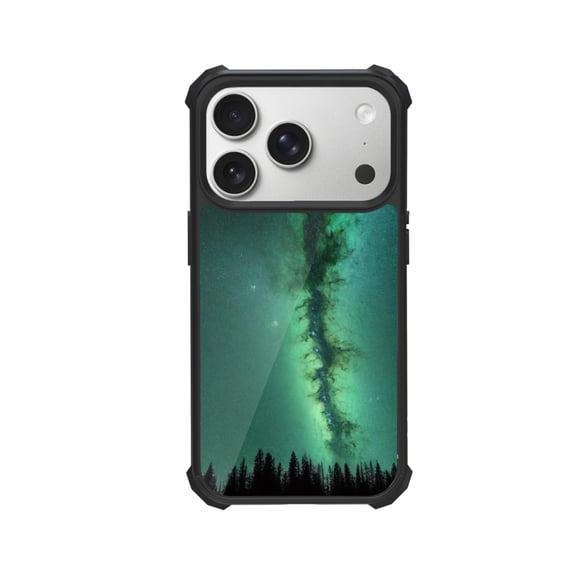 Green Galaxy Forest Shockproof Case For iPhone 12 13 14 15 16 Pro Max Series – TPU Bumper + Hard PC Back, Air-Cushion Corners