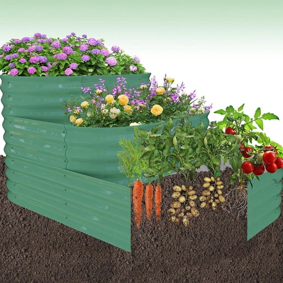 Green Galvanized Steel Raised Garden Bed, 5×3.5×2.5ft 30" Deep Open Base Root Zone Planter Box, Expandable Snap-On Assembly Metal Plant Container for Vegetables Herbs Flowers, Family Outdoor Gardenin