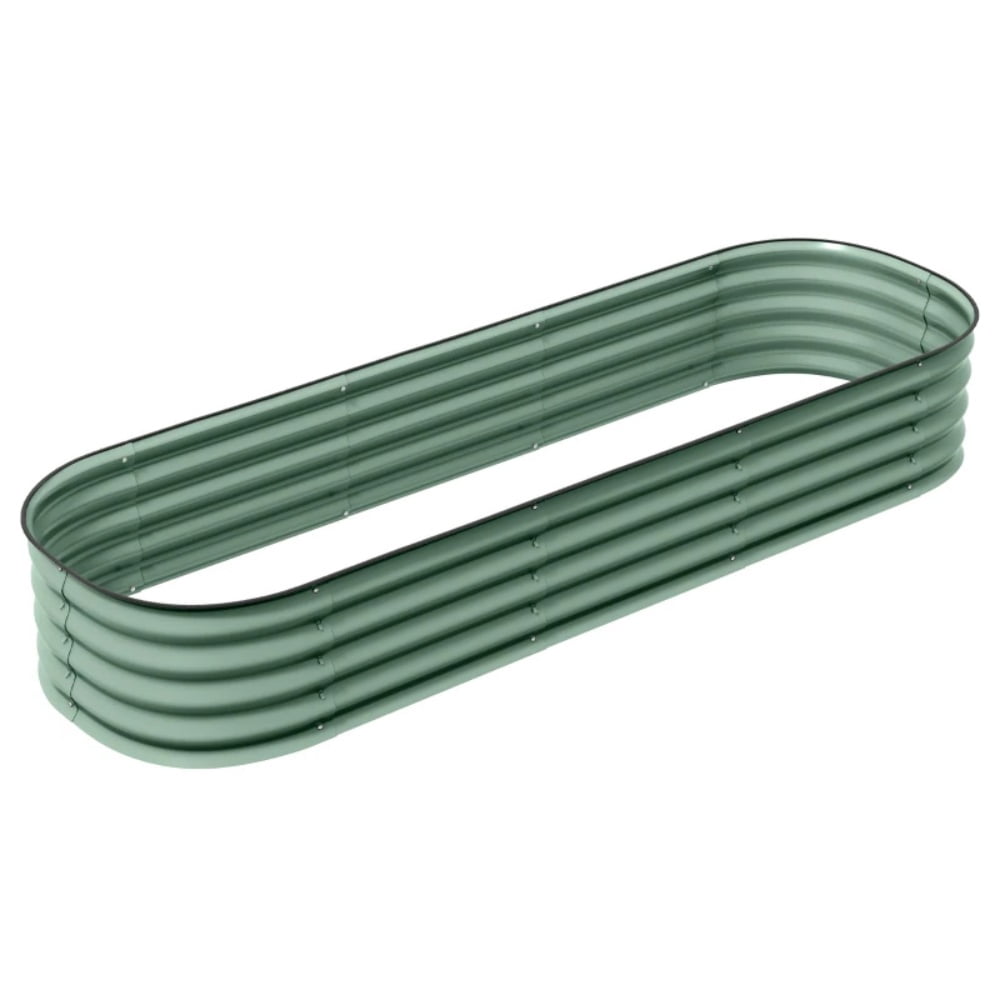 Green Galvanized Steel Raised Garden Bed, Modular Open-Bottom Planter with Rubber-Sealed Edge for Outdoor Gardening