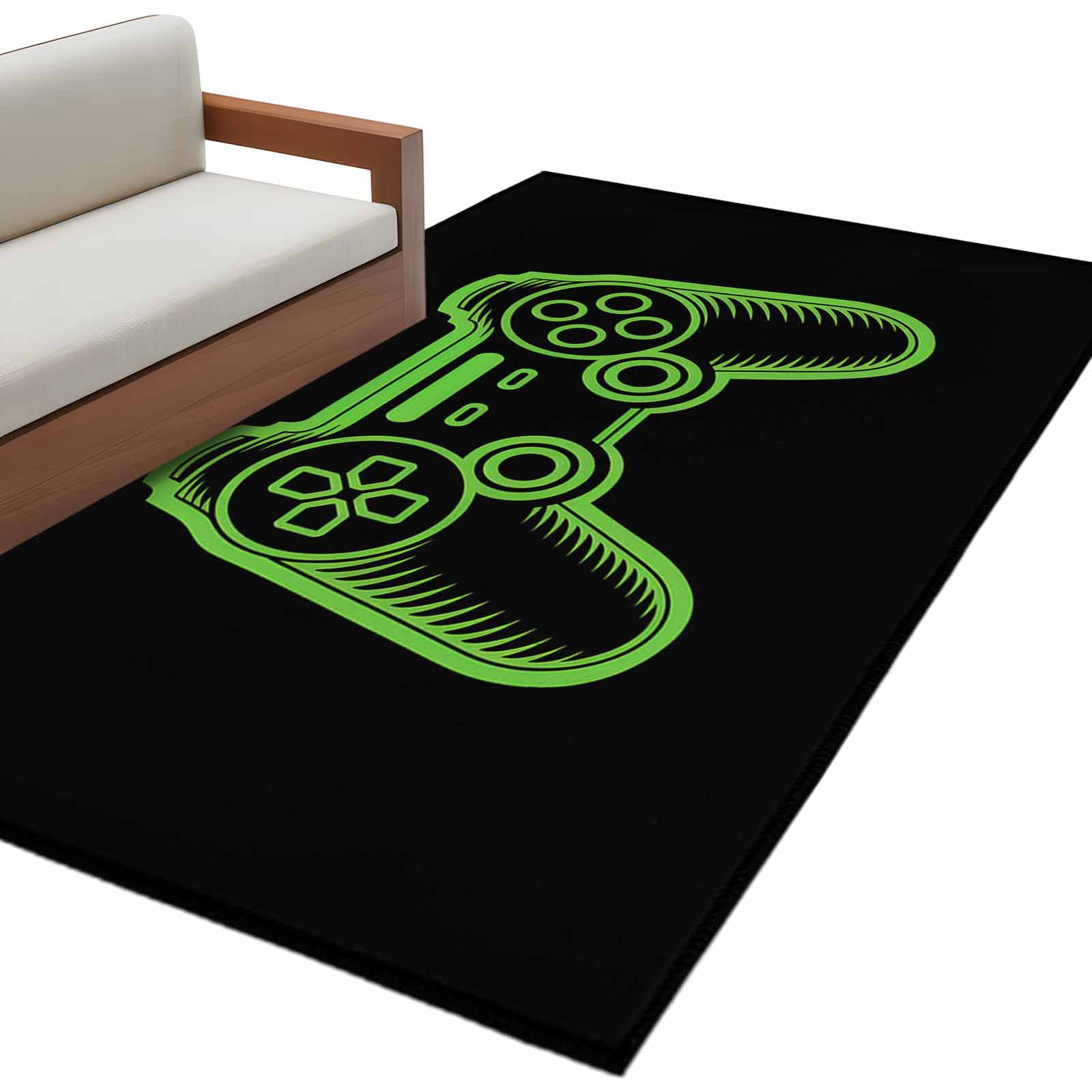 Green Game Controller 3'x5' Washable Rug, Modern Art Gaming Handheld ...