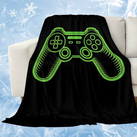 Green Game Controller Cooling Blanket,Lightweight Breathable Summer Throw Blanket with Double Sided Cold Effect,Modern Art Gaming Handheld Black Picnic Blankets Bed Sheet for Hot Sleepers 50"x60"