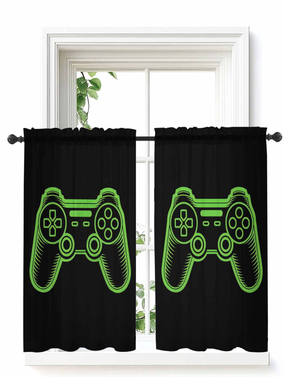 Green Game Controller Curtains 45 Inch Length,Sheer Curtains for ...