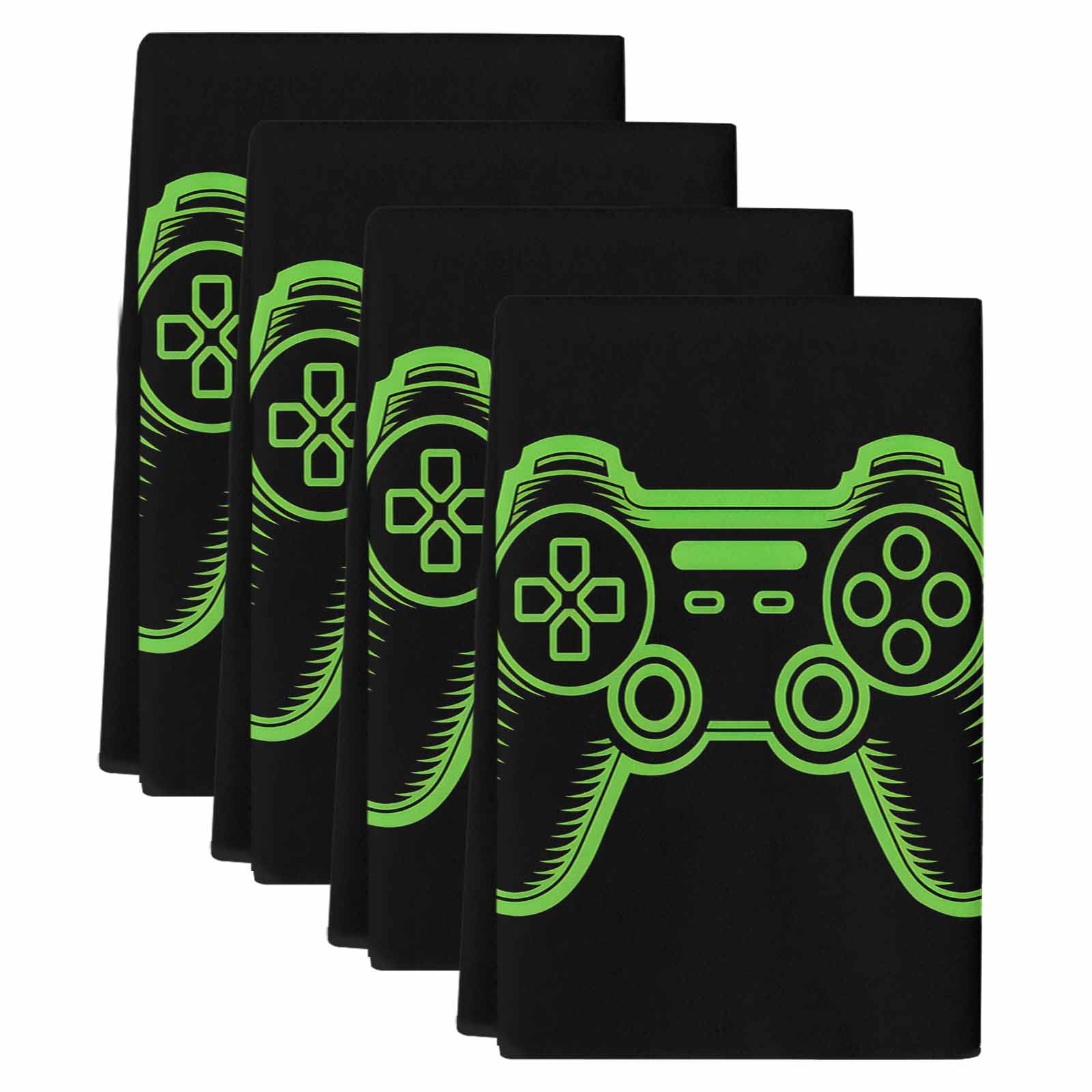 Green Game Controller Kitchen Towels Set of 4, Modern Art Gaming Handheld Black Soft Microfiber Dish Towels, Absorbent Quick-Dry Washable Dishcloths for Kitchen Cleaning, Drying Dishes, 18x28 Inches