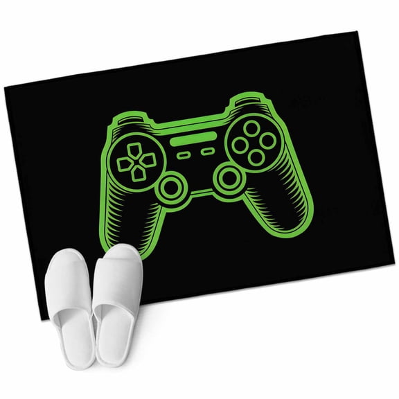 Green Game Controller Large Area Rugs for Bedroom Living Room, Soft Non Slip Carpet Bedside Rug, Modern Art Gaming Handheld Black Rectangle Floor Cover Kitchen Accent Rug 2'x3' for Dining Room/Office