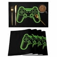 thumbnail image 1 of Green Game Controller Placemats Set of 4, Modern Art Gaming Handheld Black Placemats for Dining Table, Place Mats for Kitchen Tabletop, Waterproof Wipeable Dining Table Mats Set, 1 of 9