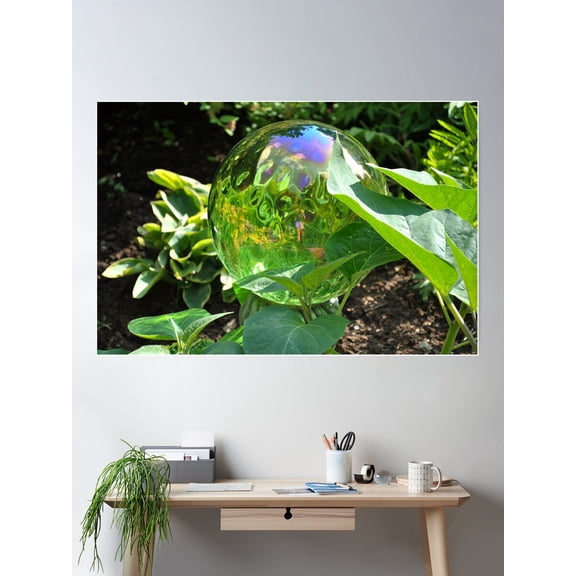 Green Garden Globe Reflections Poster Wall Art, Modern Wall Decor For Living Room Bedroom, 16x24 UNFRAMED