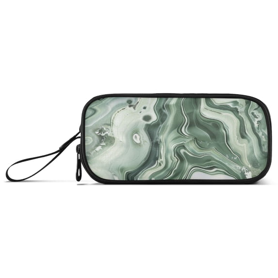 Green Gardient Marble Pencil Case Stationary Holder Pen Bag Pencil Pouch Tool Organizer 3 Compartments