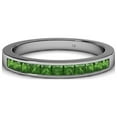 thumbnail image 1 of Green Garnet 2mm 11 Stone Channel Set Wedding Band 0.55 cttw in 18K White Gold.size 8.5, 1 of 7
