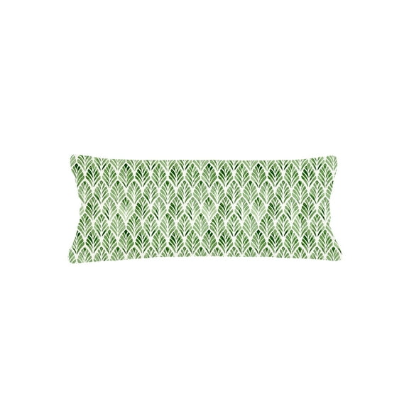 Green Geo Palm Velvet Pillow 14x40 Down Alternative