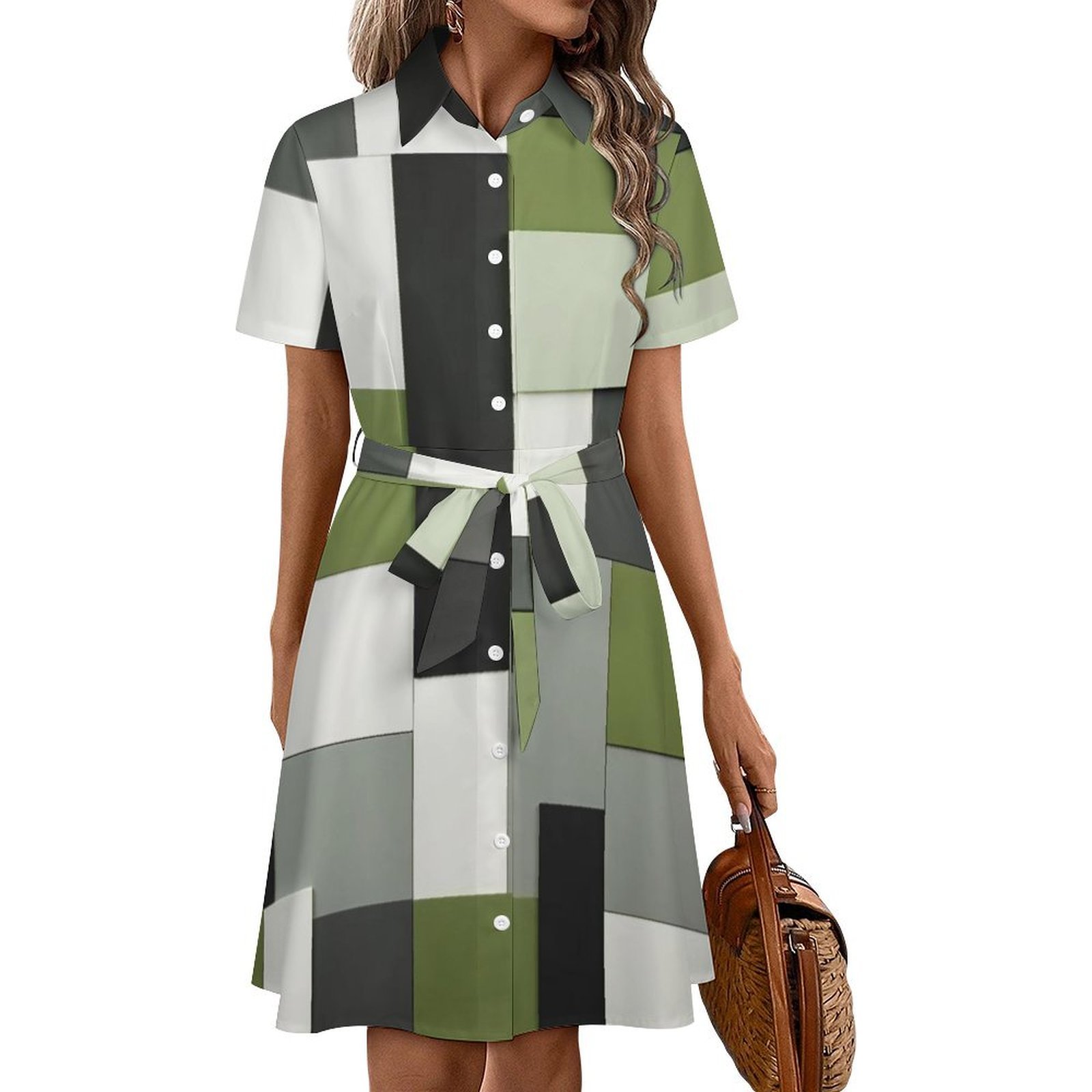 green emerald velvet dress Geometric Print Shirt Dress | Best Online Women's Boutique