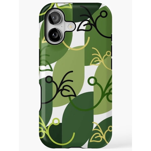 Green Geometric Blocks and Curving Line Art Tough Case for Apple iPhone ...