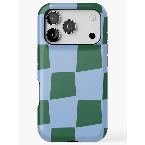 Green Geometric Blocks on Light Blue Tough Cell Phone Case for Apple ...