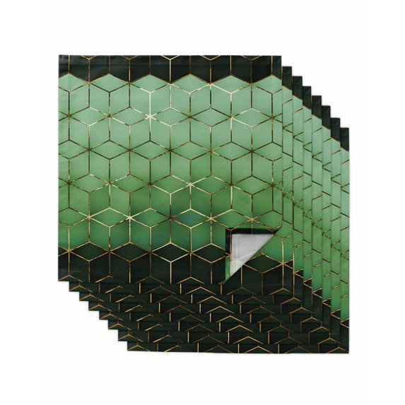 Green Geometric Cloth Napkins Set of 8 Reusable Dinner Napkins, Ombre Modern Abstract Art Cocktail Napkin Washable Table Napkins for Wedding/Holiday Party/Baby Shower 20"x20"