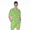 thumbnail image 1 of Green Geometric Cube Shape Pattern Short Sleeve Men'S Rompers Casual Summer Jumpsuits Outfit, 1 of 4