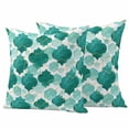 thumbnail image 1 of Green Geometric Moroccan Outdoor Waterproof Pillow Covers, Abstract Art Teal Ombre Modern Decorative Square Throw Pillowcase Sofa Cushion Sham for Patio/Couch/Chair, 26"x26" 2 Pack, 1 of 8