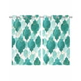 thumbnail image 1 of Green Geometric Moroccan Sheer Curtains 54 Inch Length 2 Panels Set for Living Room/Bedroom, Abstract Art Teal Ombre Modern Kitchen Curtains Grommet Semi-Sheer Curtains Window Treatments 42"x54"x2, 1 of 7