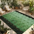 thumbnail image 1 of Green Geometric Outdoor Rug for Patio/Deck/Porch, Non-Slip Large Area Rug 5 x 8 Ft, Ombre Modern Abstract Art Indoor Outdoor Rugs Washable Area Rugs, Reversible Camping Rug Carpet Runner, 1 of 8