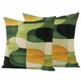 thumbnail image 1 of Green Geometric Outdoor Waterproof Pillow Covers, Middle Century Vintage Art Aesthetic Decorative Square Throw Pillowcase Sofa Cushion Sham for Patio/Couch/Chair, 16"x16" 2 Pack, 1 of 8