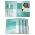 thumbnail image 1 of Green Geometric Placemats Set of 4, Watercolor Ombre Modern Abstract Art Placemats for Dining Table, Place Mats for Kitchen Tabletop, Waterproof Wipeable Dining Table Mats Set, 1 of 9