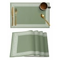 thumbnail image 1 of Green Geometric Placemats Set of 4, White Greek Key Design Abstract Modern Art Placemats for Dining Table, Place Mats for Kitchen Tabletop, Waterproof Wipeable Dining Table Mats Set, 1 of 9