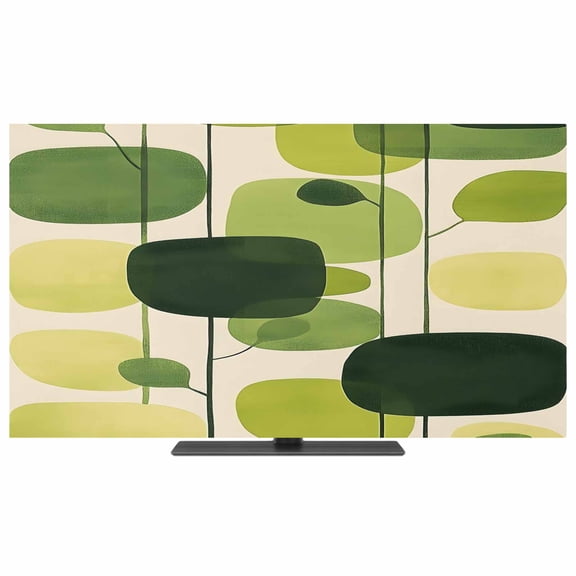 Green Geometric TV Dust Cover,Stretchable TV Screen Desktop Computer Protector Cover,Abstract Neutral Modern Artwork Television Dustproof Slipcover Indoor Outdoor for 28–32 Inch Flat or Curved TVs