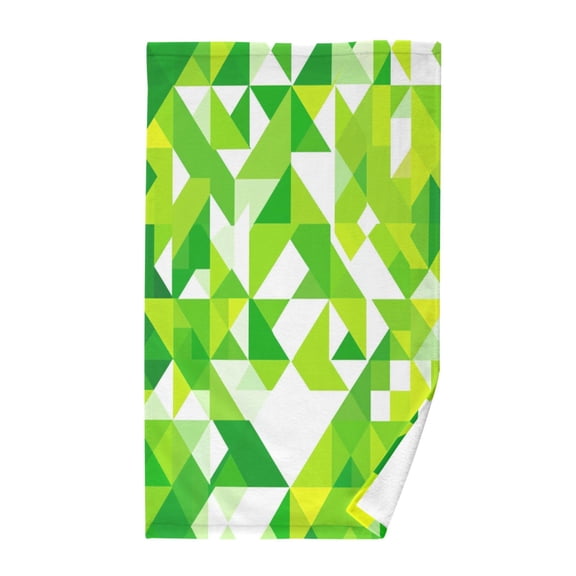 Green Geometric Triangles Hand Towel Cotton 16x28 in Soft Absorbent Quick Dry Bath Face Towel